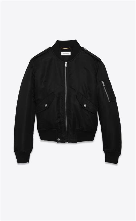 ysl leather bomber|black nylon bomber jacket.